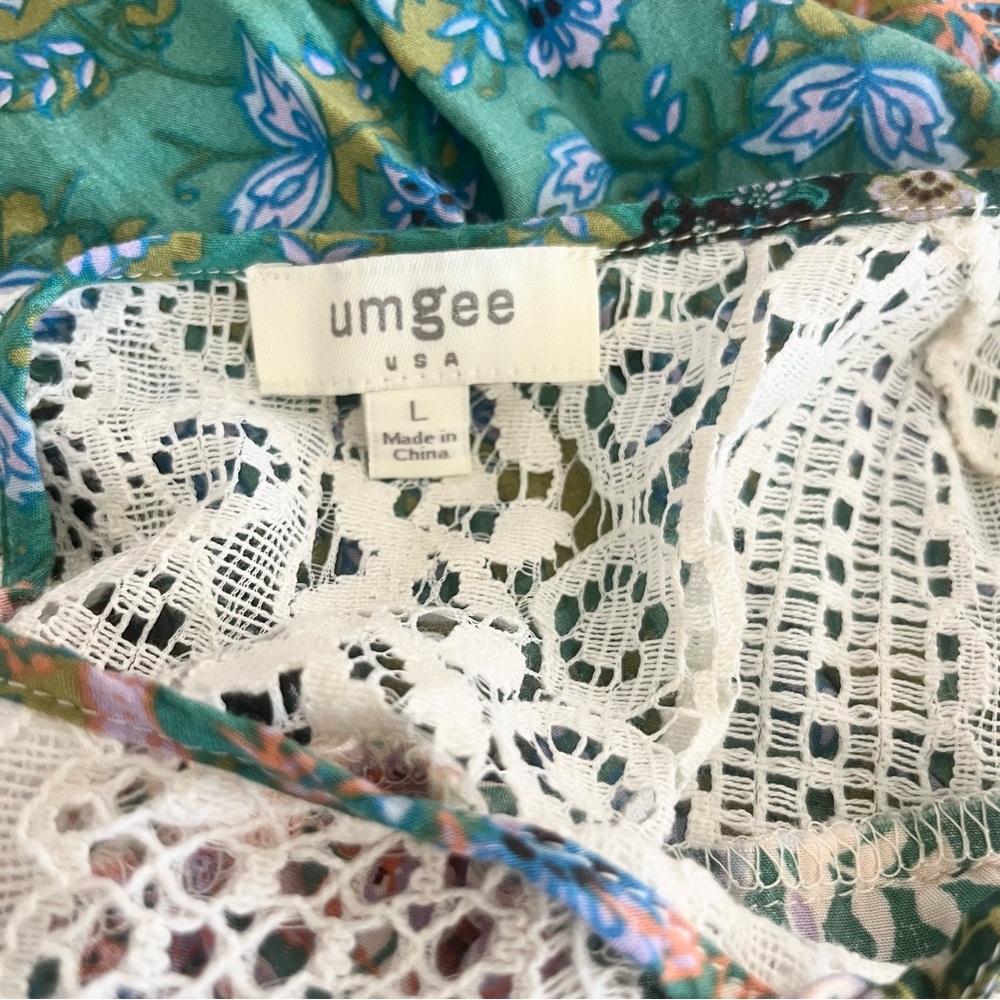 Umgee Bohemian Patchwork Blouse With Crochet Lace… - image 4